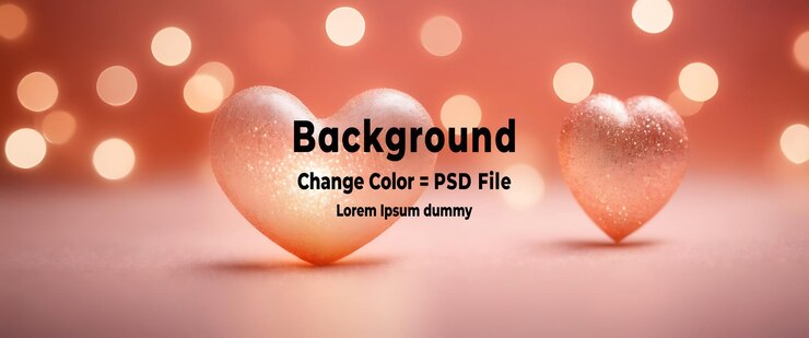 PSD psd romantic sparkling heart with glowing bokeh lights celebration romance red glowing valentine background