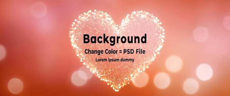 PSD psd romantic sparkling heart with glowing bokeh lights celebration romance red glowing valentine background