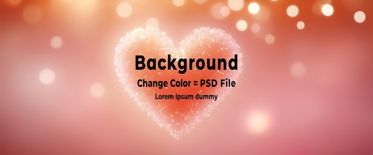 PSD psd romantic sparkling heart with glowing bokeh lights celebration romance red glowing valentine background