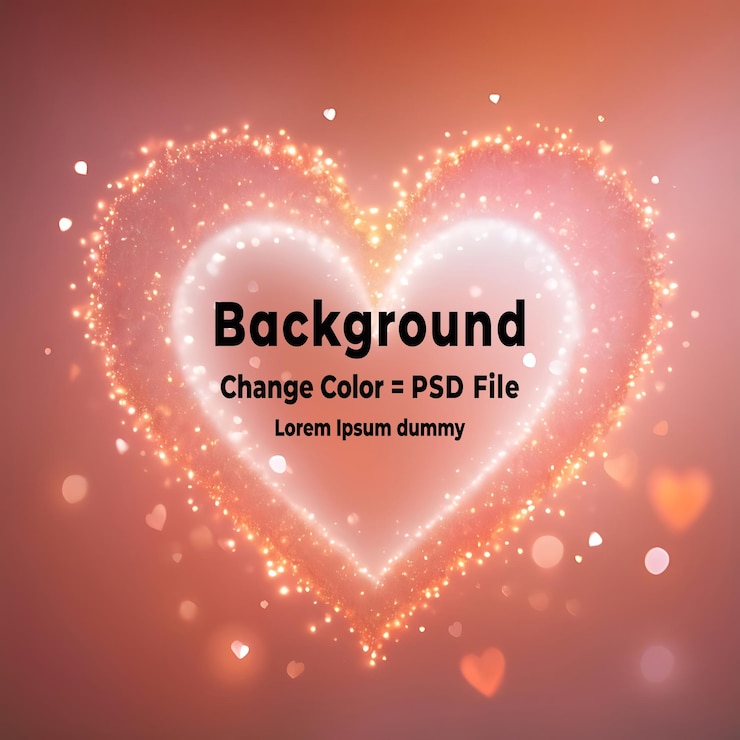 PSD psd romantic sparkling heart with glowing bokeh lights celebration romance red glowing valentine background