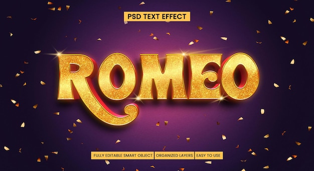 PSD psd romeo 3d effetto di testo modificabile