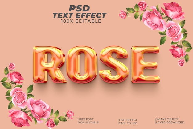 PSD Rose 3d teksteffectstijl