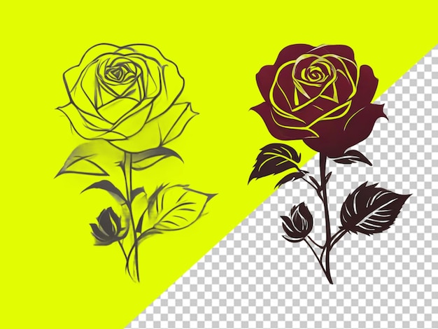 PSD psd of a rose sketch composition on transparent background