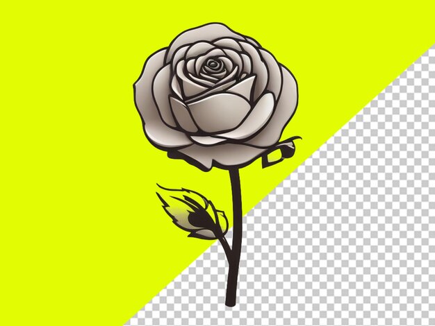 Psd of a rose sketch composition on transparent background