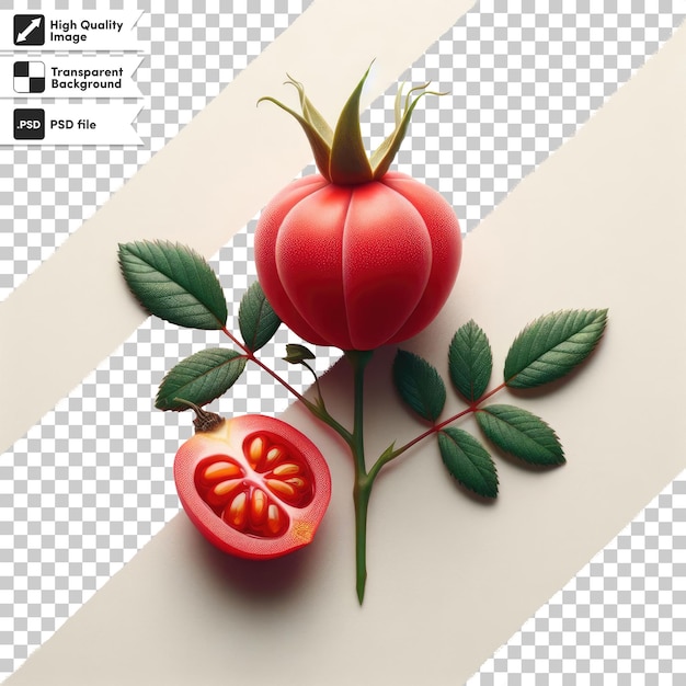 PSD Rosehip with leaves on transparent background