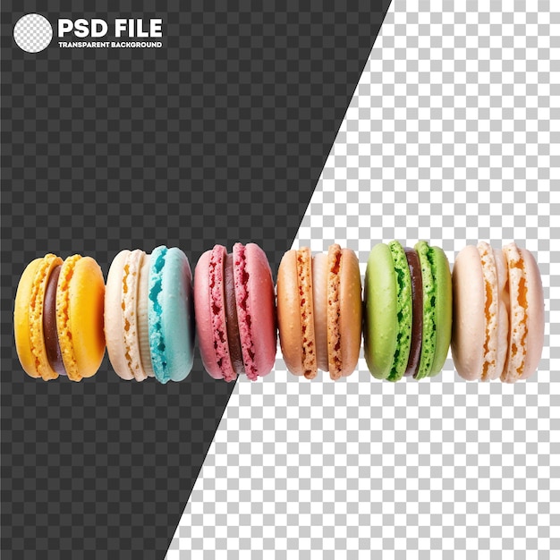 PSD Row of colorful French macarons