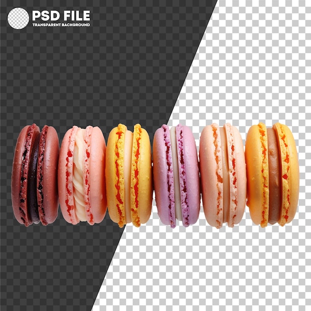 PSD Row of colorful French macarons