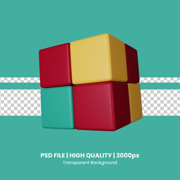 Иллюстрация 3D-иконы PSD Rubik