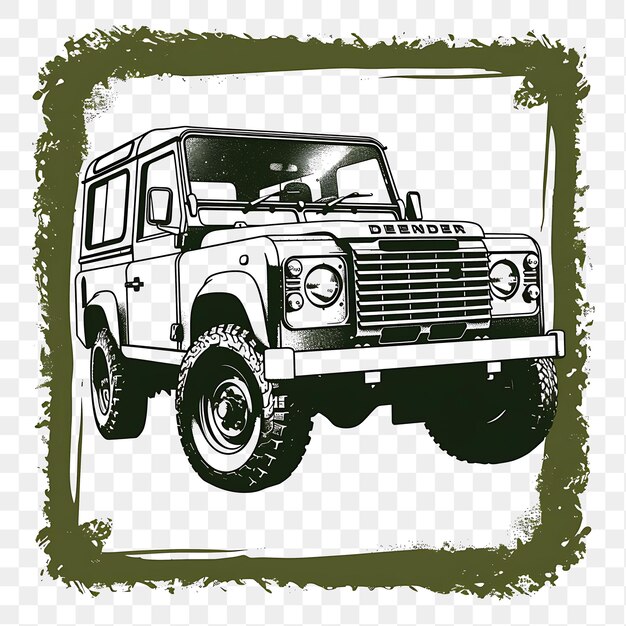 PSD psd rustic land rover series iii met olive green monochrome col tattoo clipart inkt t-shirt design