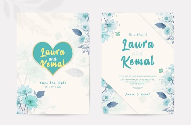 Psd rustic watercolor flower wedding invite