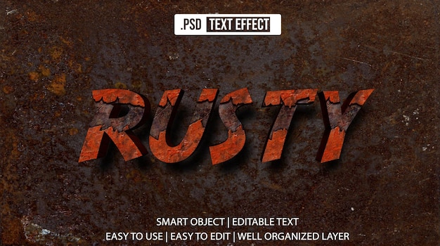 Effetto di testo psd editable psd rusty