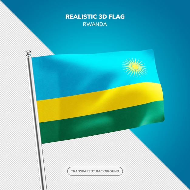 PSD Rwanda realistyczny render 3D flagi
