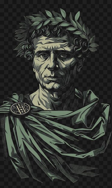 PSD psd rzymskiego senatora portret mężczyzny w togie i koszulce z wienieczkiem laurelowym projekt kolażowy atrament artystyczny