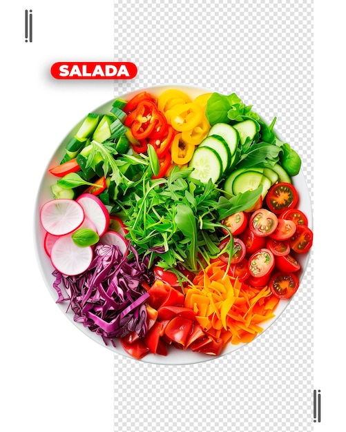 Psd salad plate and vegetables image without background