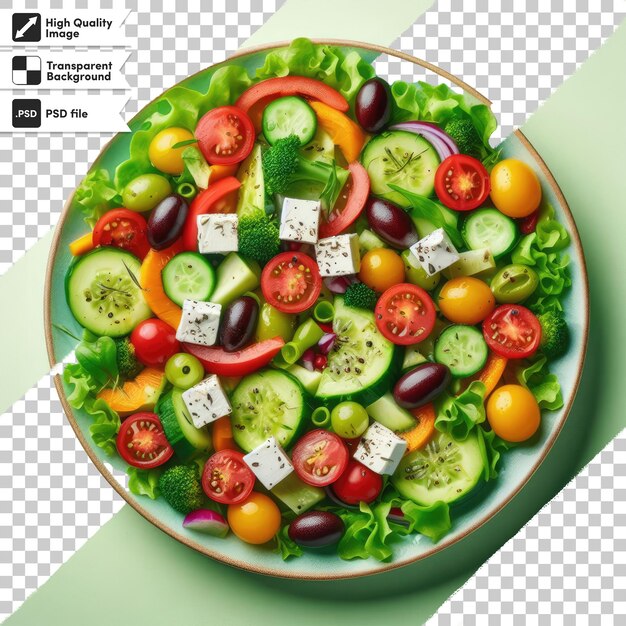 PSD psd salad with tomatoes and cucumbers on transparent background