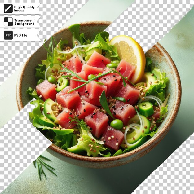 Psd salad with tomatoes and cucumbers on transparent background