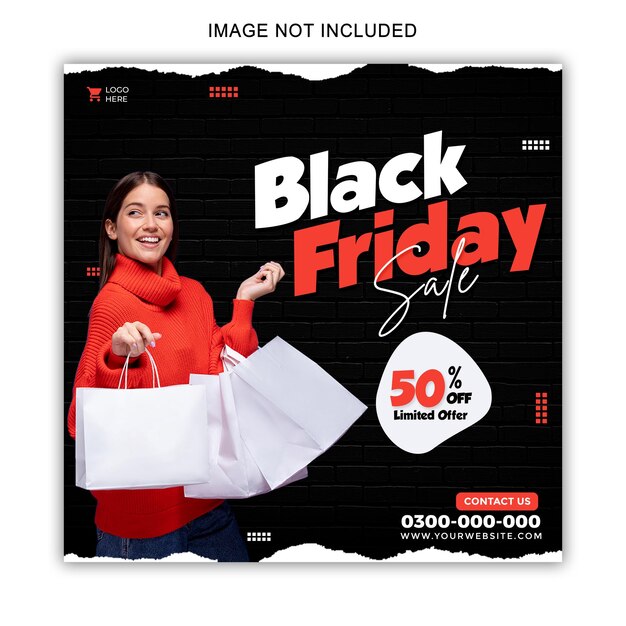 PSD modello di banner per social media per il black friday in vendita psd