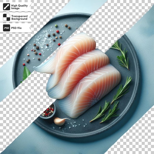 PSD psd salmon on a plate on transparent background