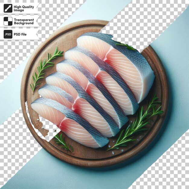 PSD psd salmon on a plate on transparent background