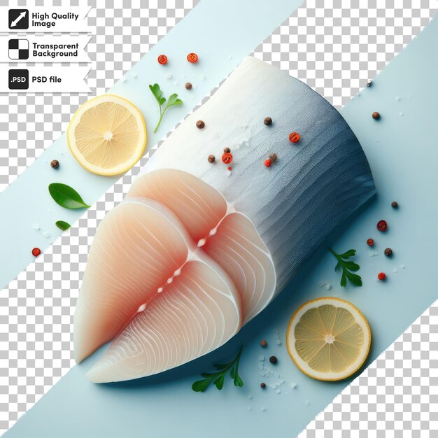 Psd salmon on a plate on transparent background