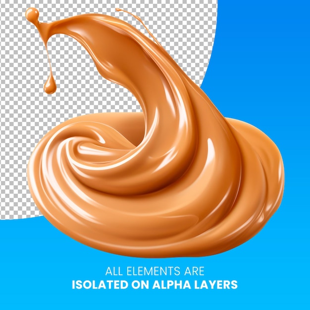 PSD salpicadura de crema de mani aislado en capa alfa png