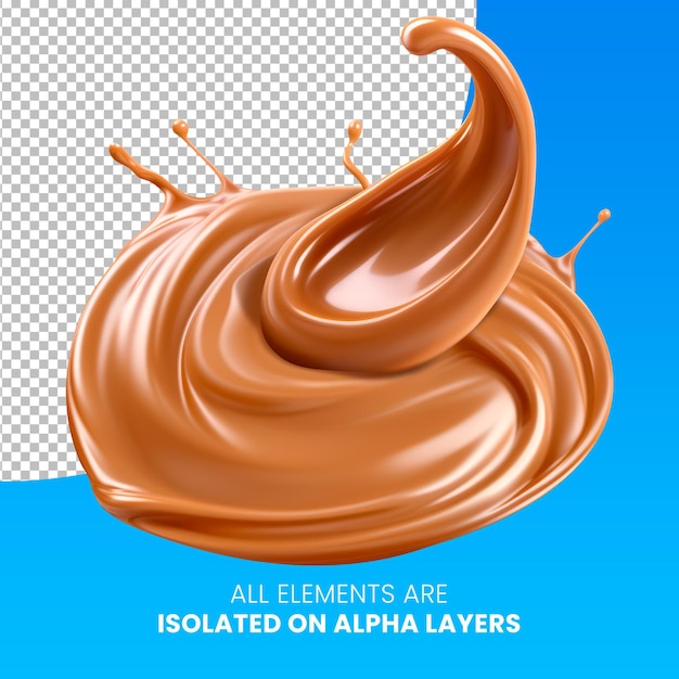 PSD salpicadura de crema de mani aislado en capa alfa png