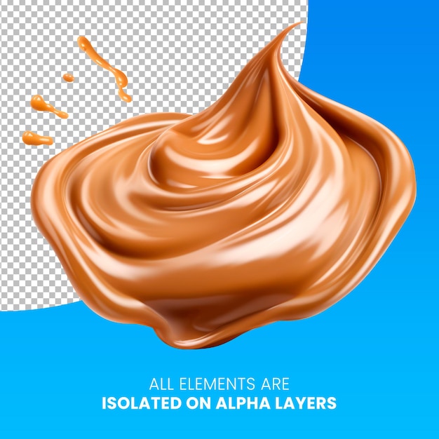 PSD psd salpicadura de crema de mani aislado en capa alfa png