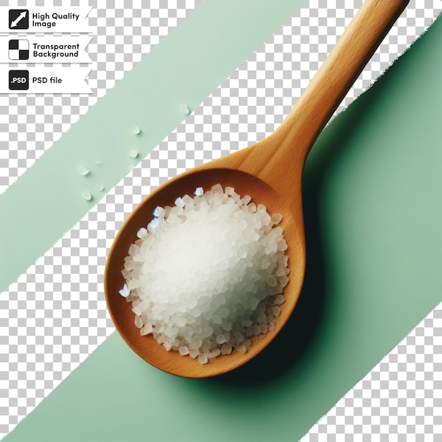 Psd salt in spoon on transparent background