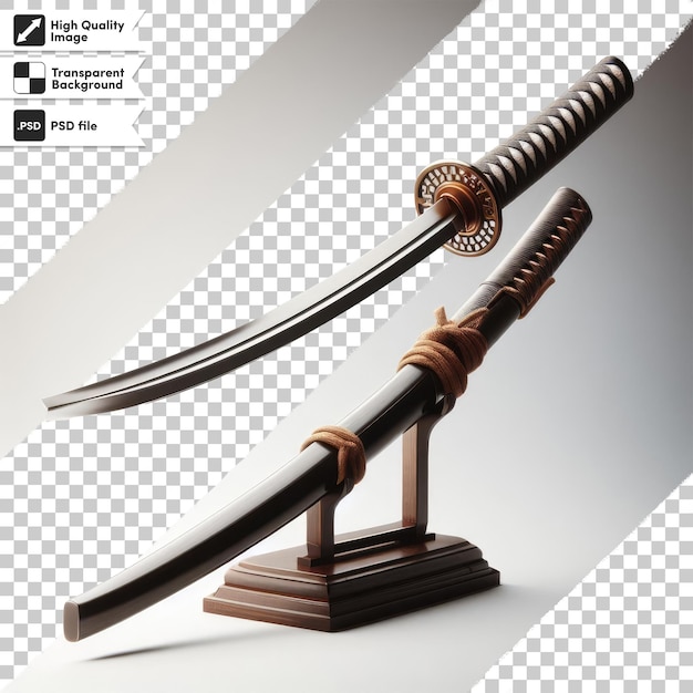 PSD psd samurai katana on transparent background with editable mask layer