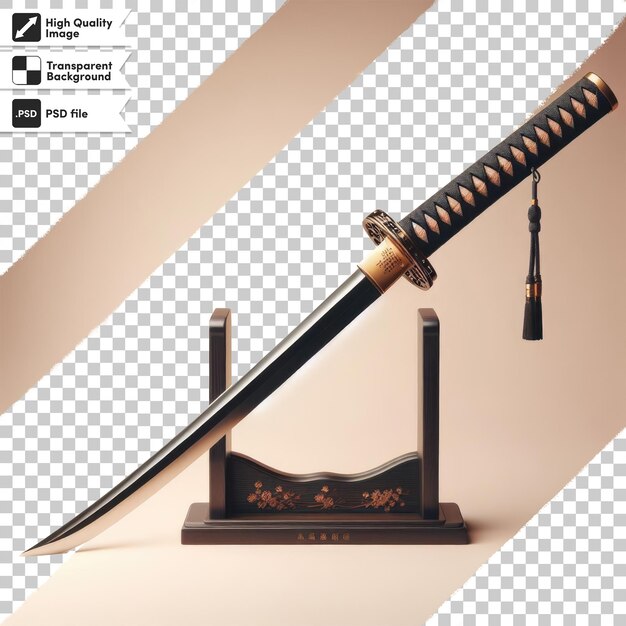 Psd samurai katana on transparent background with editable mask layer