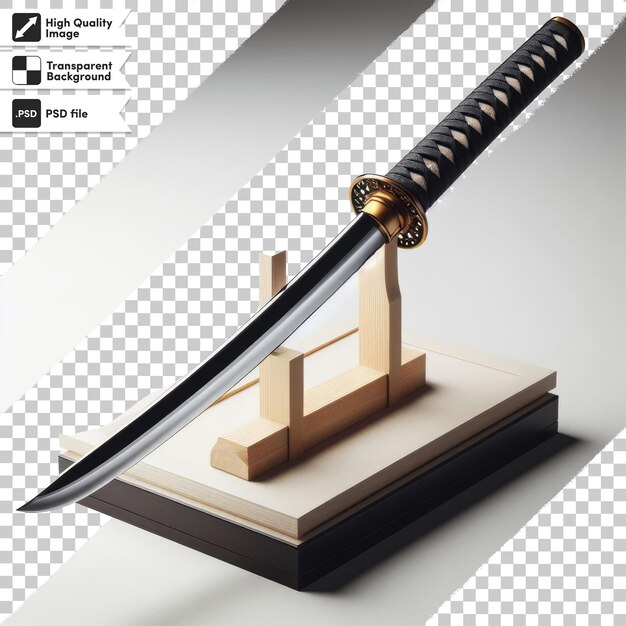 Psd samurai katana on transparent background with editable mask layer