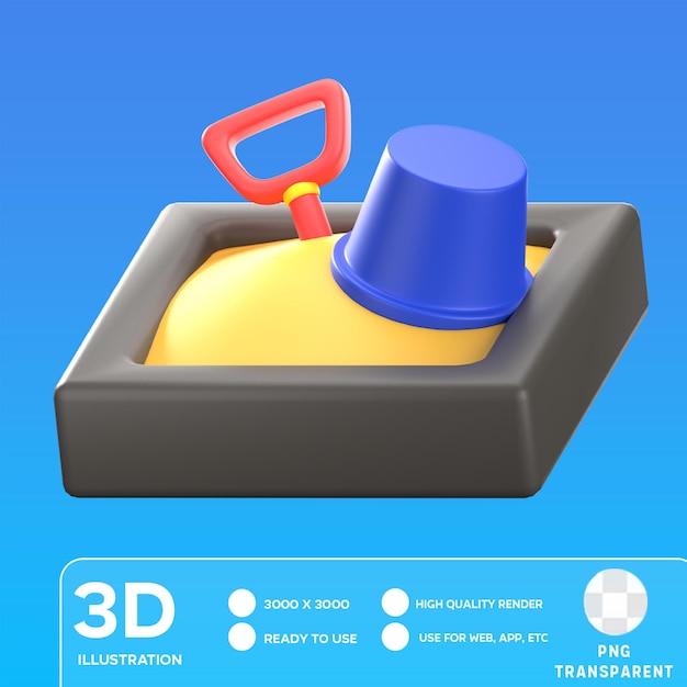 Psd sand bucket 3d illustration