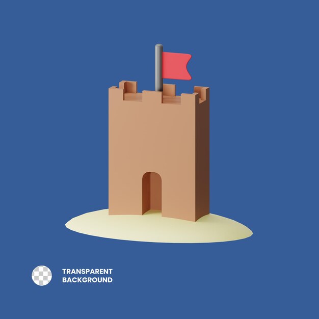 PSD psd sand castle 3d icon illustratie