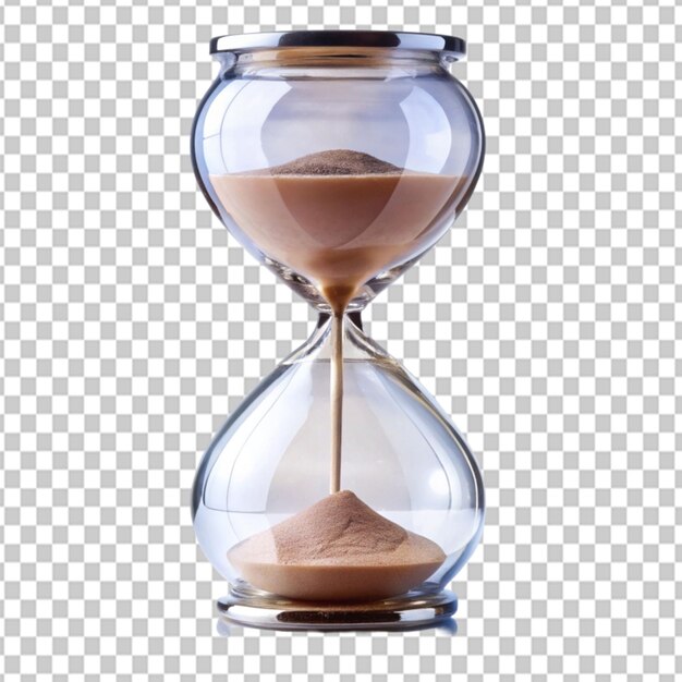 Psd of a sand clock shape glass reflection on transparent background