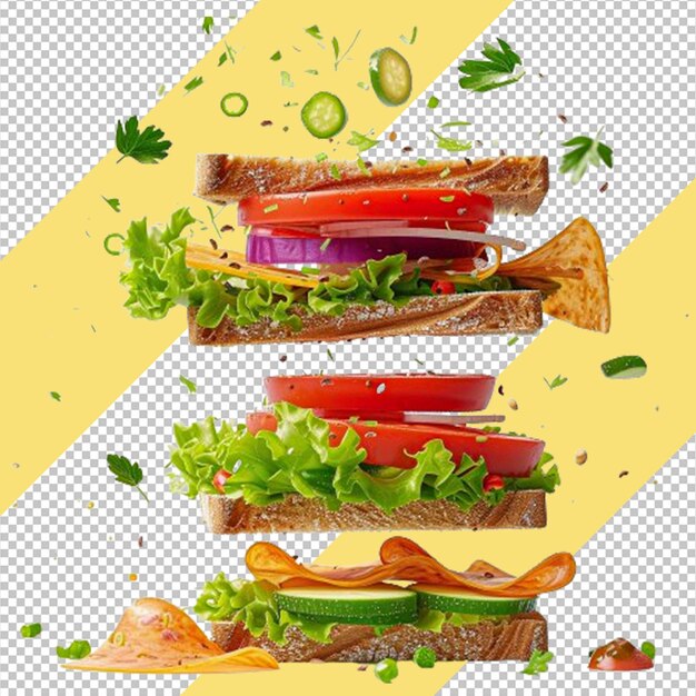 PSD psd-sandwich met ham en groenten op doorzichtige achtergrond