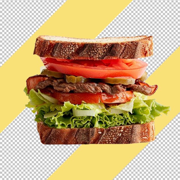 PSD psd sandwich with ham and vegetables on the transparent background