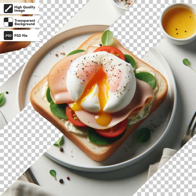 PSD psd sandwich with smoked salmon eggs on transparent background with editable mask layer