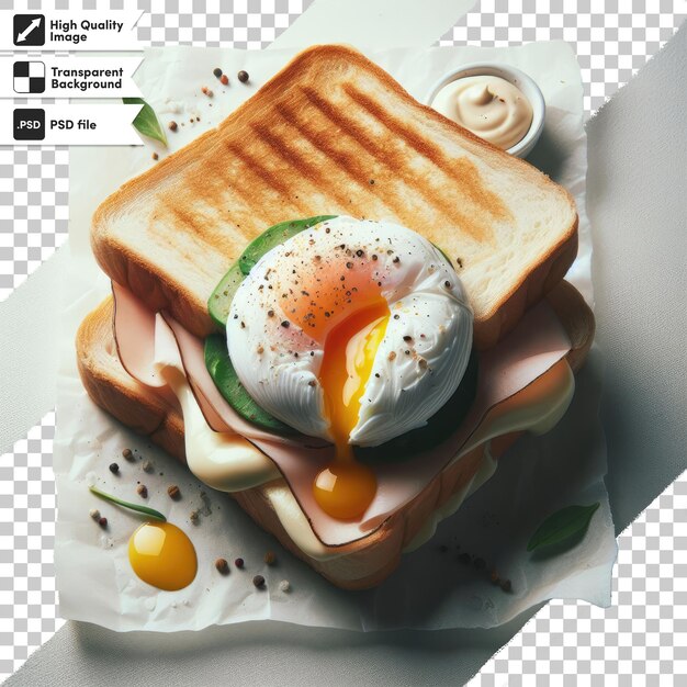 Psd sandwich with smoked salmon eggs on transparent background with editable mask layer