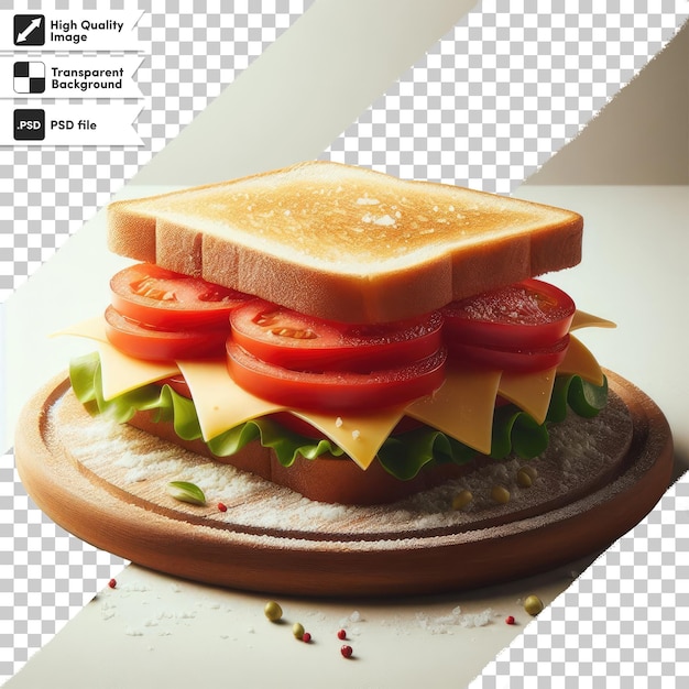 PSD psdサンドイッチ トマトとチーズ 透明な背景で 編集可能なマスクレイヤー