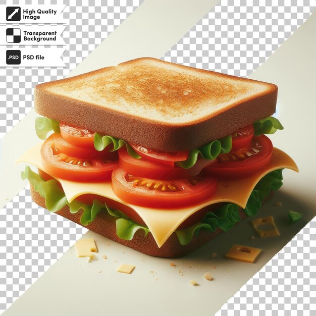 Psd sandwich with tomato and cheese on transparent background with editable mask layer