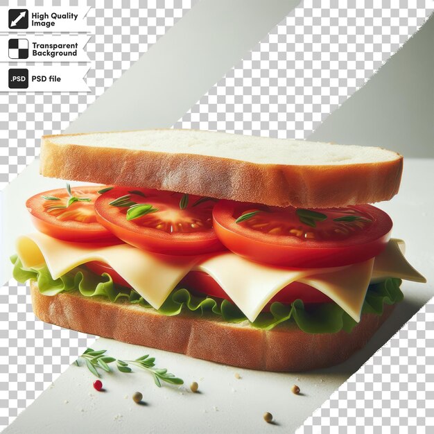 PSD psd sandwich with tomato and cheese on transparent background with editable mask layer