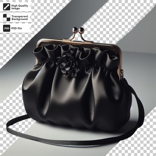 Psd satin purse in black on transparent background