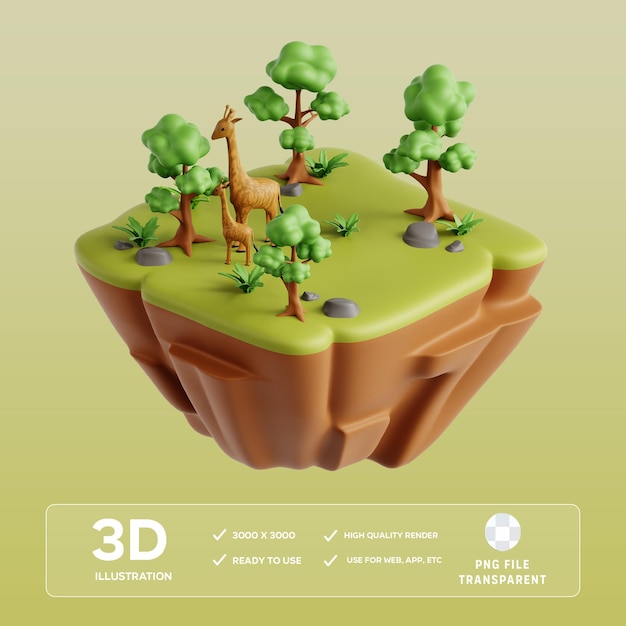 psd savana 3d illustration
