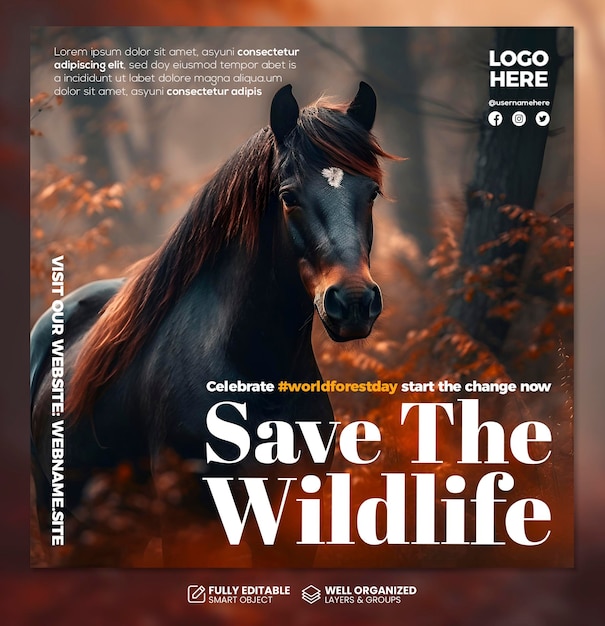 PSD psd save the wild social media banner post template