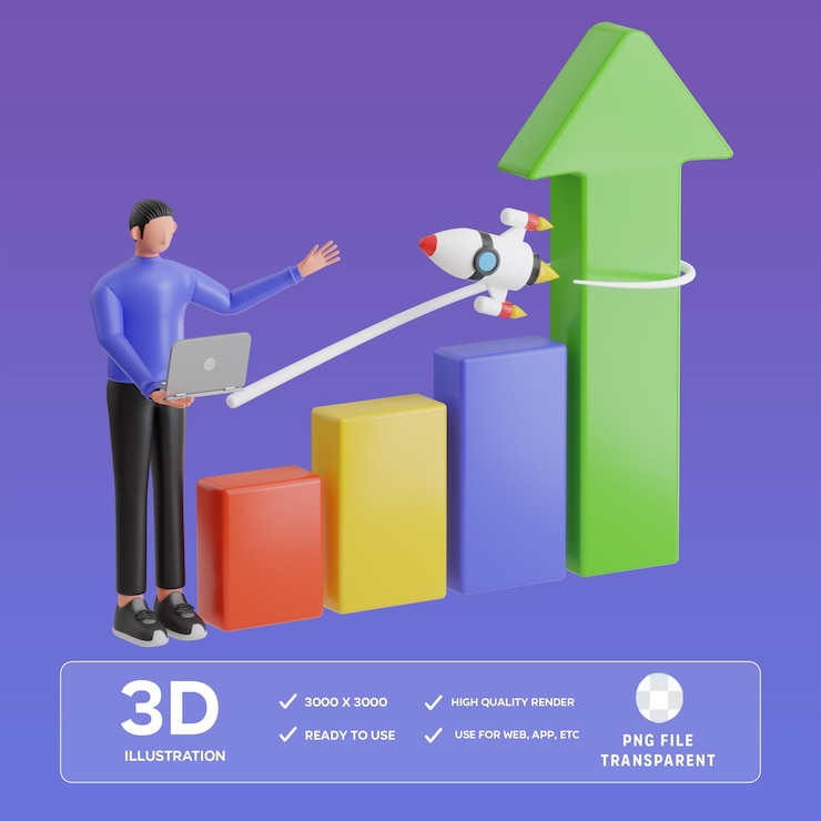 PSD psd scaling up 3d illustration
