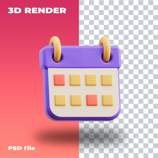 PSD scheduling illustration 3d rendering 3d icon