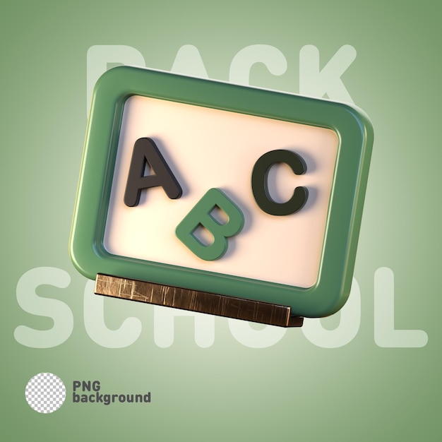 PSD psd school board 3d ikona ilustracja powrót do ikon koncepcji szkoły