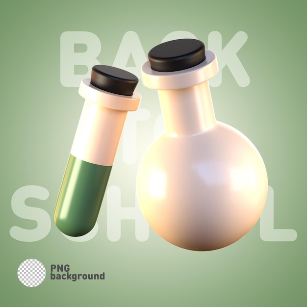 PSD School Flask 3d иллюстрация значка Back to School concept icons