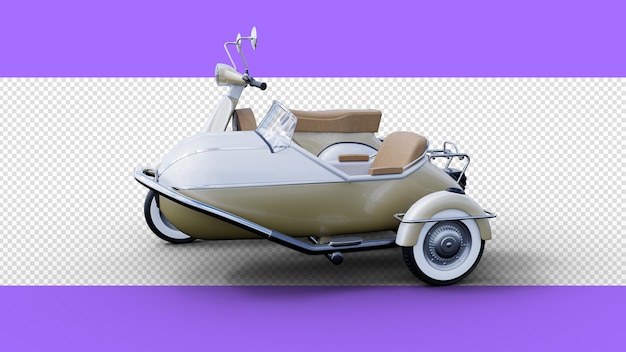 PSD psd скутер мотоцикл vespa 3d-рендериз с тенью и прозрачным фоном, вид сбоку