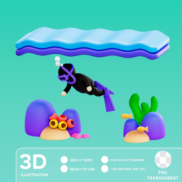 PSD psd scuba 3d-illustratie